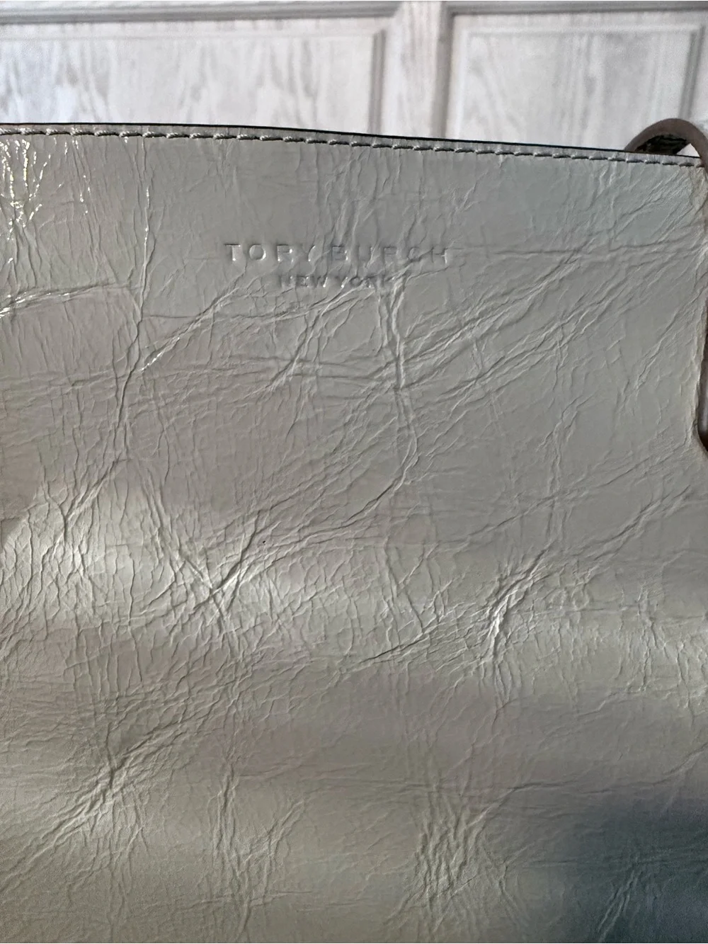 Tory Burch Light Gray Leather Tote